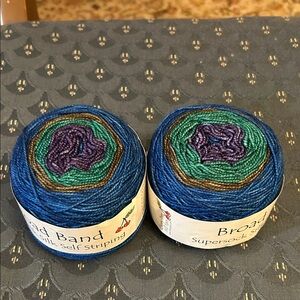 2 Skeins Broad Band Supersock Silk Self Striping Yarn, Martha Vinyard Colorway